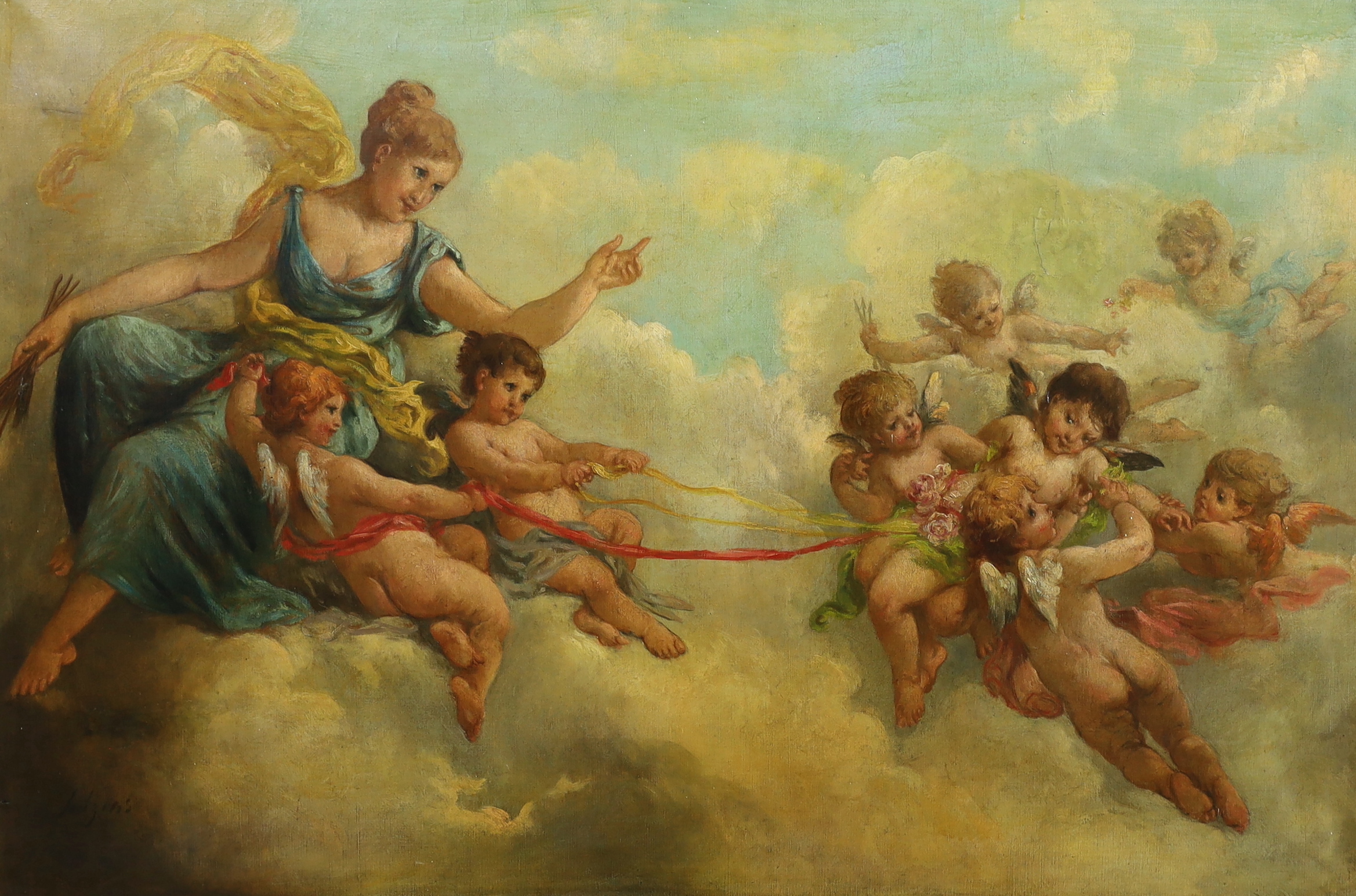 Charles Augustus Henry Lutyens (1829-1915), Venus and cherubs amongst clouds, oil on canvas, 76 x 113cm